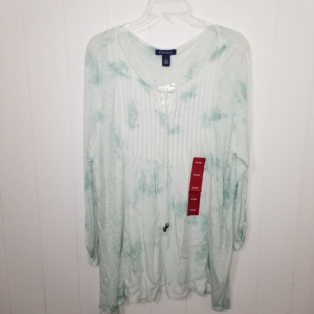 Bandolino Top Women's Size XL Tie Dye Pleated Long Sleeve Beachy New